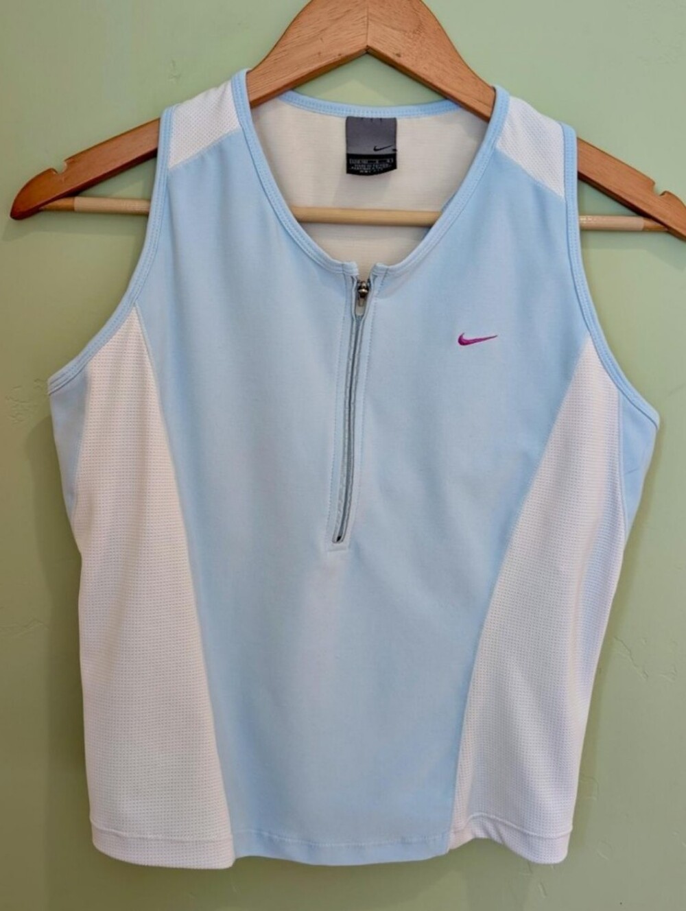 Vintage Y2K Nike Light Blue & White Cropped Tank